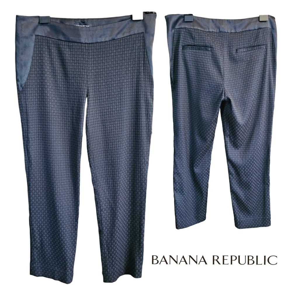 BANANA Republic Jacquard Ankle Black Side Zip Pants Size 10